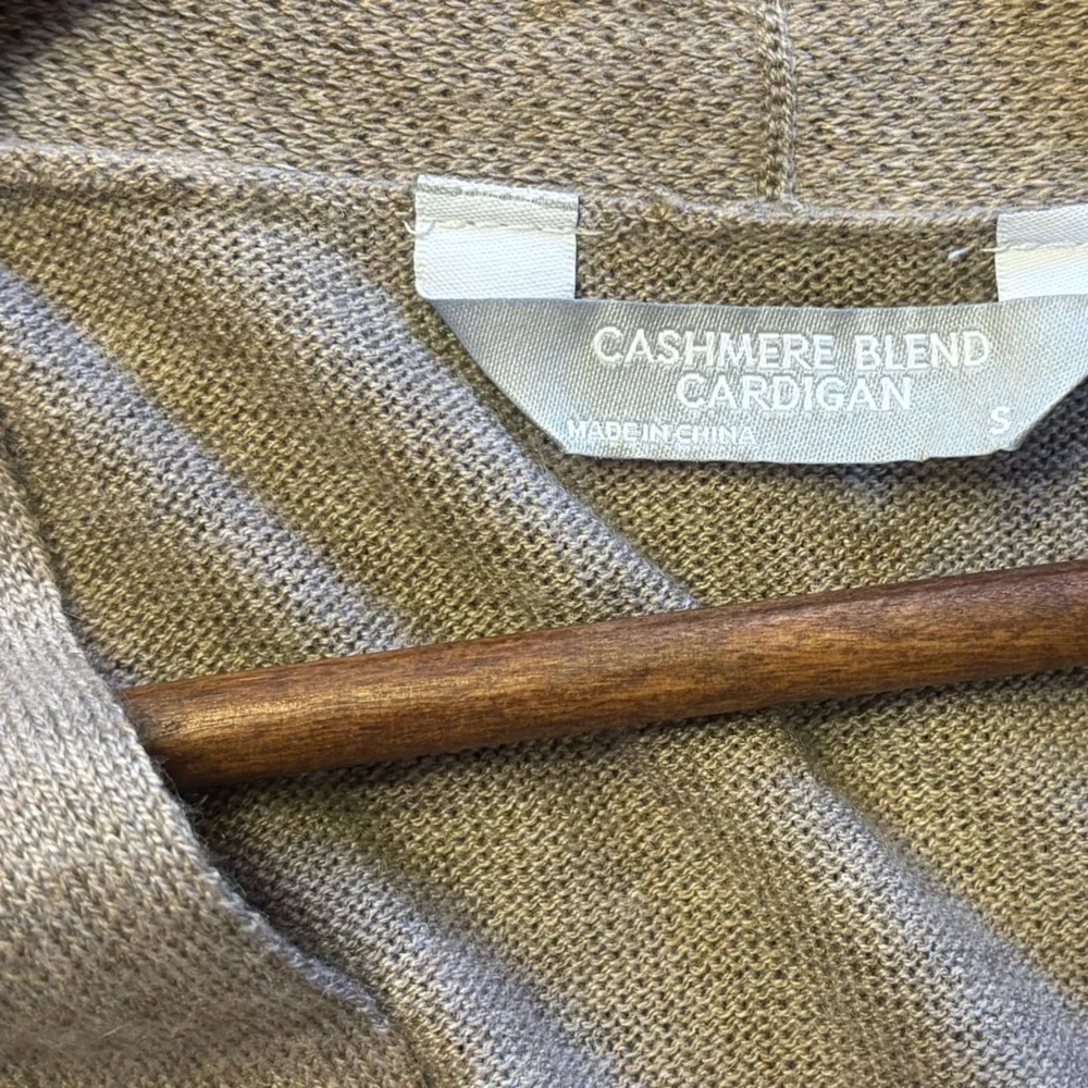 CASHMERE Wool Cardigan Sweater‎ Brown Beige Tan Neutral Long Open Front Small